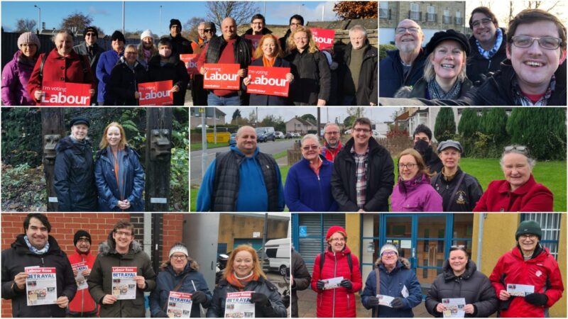 A collage of photos of Labour campaigners